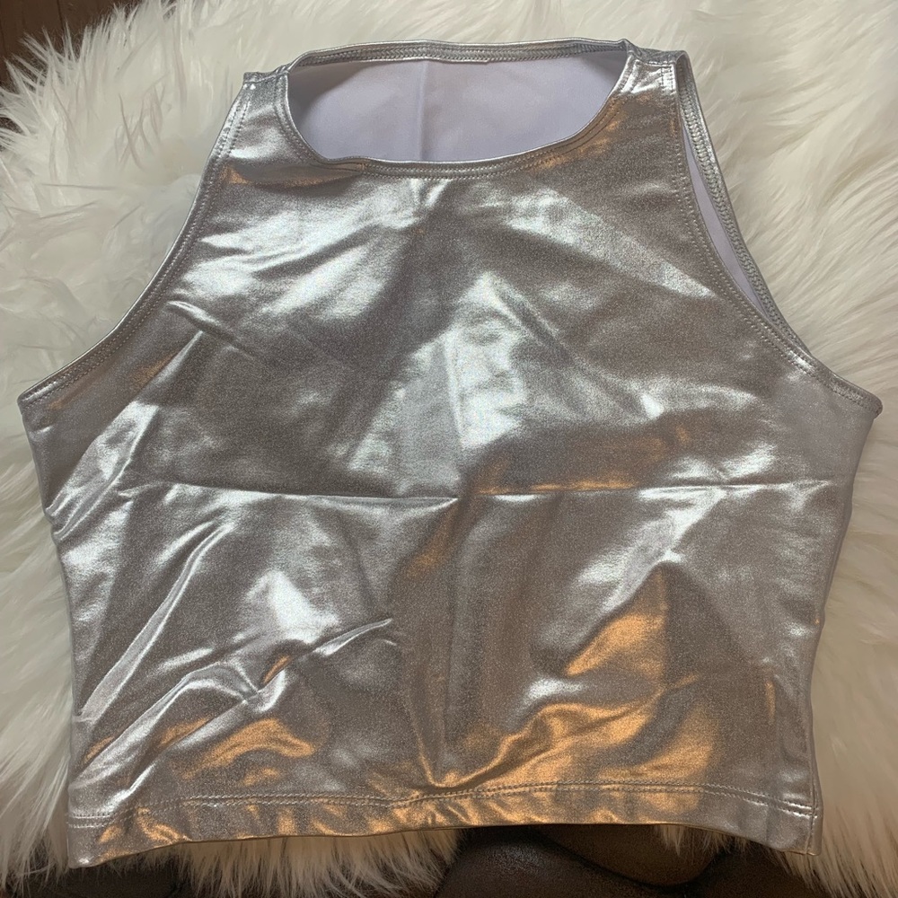 Silver crop top American Apparel - Size S
